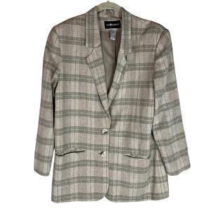 Vintage Sag Harbor plaid linen blend two button blazer size 14